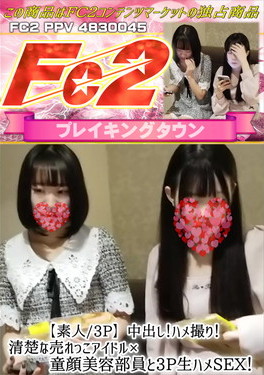 【素人/3P】中出し！ハメ撮り！清楚な売れっこアイドル×童顔美容部員と3P生ハメSEX！